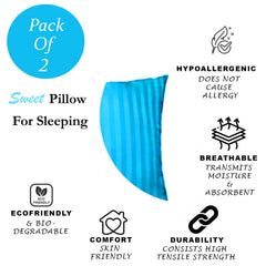 Premium Hotel Quality Soft Polyester Blend Fiber Pillow, Sky Blue - 16x24 Inch | Standard Size, Neck Support, Washable, Removable Cover | Bed Pillow, Comfortable Pillow - Set Of 2
