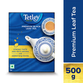 Tetley Premium Black Leaf Tea - 500gm, 17.6 Ounce | Strong Taste & Rich Aroma With Added Long Leaves - Handpicked Assam Tea, Medium Caffeine