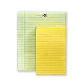 Writing Notepad Ruled 10.5x8.5 Green Pack Of 6 & 5 X 8 Yellow, Pack Of 12- Inch 50 -Sheet Lined