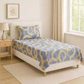 Bedsheet For Single Bed With 1 Pillow Cover - Size 90 X 60 Inches, Grey & Beige | Soft Touch Cotton Fabric-Comfortable & Durable | Elegant Printed Bedding Set For Daily Use