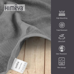 Himeya Bamboo Bath Towels 800 Gsm | Large Soft & Highly Absorbent, Eco-Friendly Design For Ultimate Comfort & Quick Drying -Steel Grey (Pack Of 2)