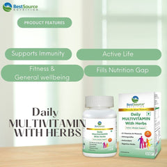 Bestsource Daily Mulivitamin With Herbs For Men & Women, Antioxidant & Digestive Herbs For Active Lifestyle Support | 60 Capsules