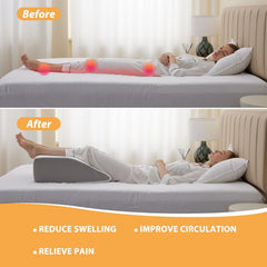 Wedge Memory Foam Pillows, Leg Pain Relief Pillow For Sleeping, Off White, Regular Size | Leg Elevator Pillow For Leg Support | Leg Wedge Cushion For Varicose Veins & Post Recovery