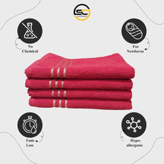 100% Cotton Hand Towel 800 Gsm | Ultra Absorbent & Anti-Bacterial Super Soft Gym & Workout Towels (Red) - 4 Piece