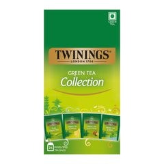 Twinings Green Tea Collection Pack - Includes 4 Different Flavors | Pure Green Tea+ Green Tea & Mint+ Lemon & Honey+ Green Tea & Lemon - 24 Enveloped Tea Bags | Caffeine Free