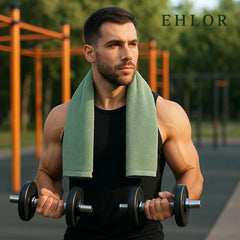 Ehlor Premium Bamboo Gym Towel 120 Gsm | Ultra-Absorbent & Anti-Bacterial 3x Softer Than Cotton Towels (Sage Green)