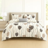 Printed Double Bedsheet For Super King Size With 2 Matching Pillow Covers - 108 X 108 Inches, Cream & Brown | 300 Thread Count Skin Friendly & Luxuriously Smooth To Touch Bedsheet