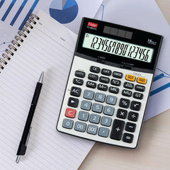 Flair Fc-900 TX Desktop Calculator | 16 Digits Calculator | GST Calculation Function With Currency Converter | Dual Power With Solar | Auto Replay | 112 Steps Check & Correct | Grey