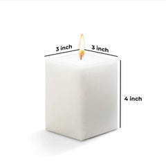 WHITE SQUARE 4.INCH PILLAR CANDLE | BEST FOR BIRTHDAY DECORATION CANDLE