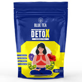 Blue Tea Caffeine Free Detox Herbal Tea - 30 Pyramid Tea Bags In Zip Lock Pack | Improves Digestion, Clear & Smooth Skin - Gluten Free, Non GMO