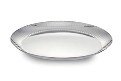 Chrome Stainless Steel Dinner Plate Set Of 6 - Rhythm Garden Series | Corporate Gifting For Diwali - Ribbed Pattern Glossy Finish Plates | Serve Ware, Dinnerware & Tableware