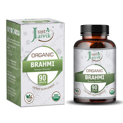 Just Jaivik Organic Brahmi Tablets For Rejuvenative For The Brain & Nervous System 750mg | 90 Tablets 150gm 0.3lbs