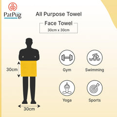Patpug 100% Indian Ultra Soft Cotton Face Towel 500 Gsm | Napkin, Baby Face Towel, For Facewash, Gym, Travel, Hanky (Silver Grey & Sunrise Yellow) | Pack Of 4