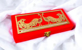 Wood Decorative And Attractive Box Cash Box, Shagun Box, Jewellery Box, Money Box Envelop Wedding, Gift Box, Bangel Box Pack Of 1PC, Peacock Red