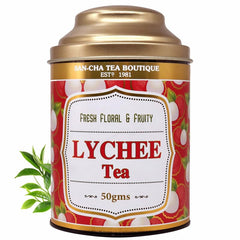 San-Cha Tea Boutique Lychee Black Tea - 50gm, 1.7 Ounce | Fresh Floral & Fruity Aroma - Low Caffeine Whole Leaf Tea