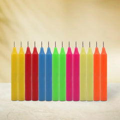 MULTICOLOUR ESPECIALLY MEANT FOR HEALING TICK CANDLES PACK OF 14 BEST FOR DECOR