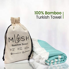 Mush Bamboo Turkish Towel 280 Gsm | 100% Bamboo Ultra Soft, Absorbent & Quick Dry Towel For Bath, Beach, Pool, Travel, Spa And Yoga (Aqua & Beige)