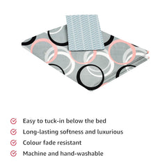 Print Cotton 1 Single Bedsheet With 1 Pillow Cover - 60 X 90 Inches, Grey & Black | Soft & Breathable Fabric, Skin-Friendly Bed Sheet For All Seasons