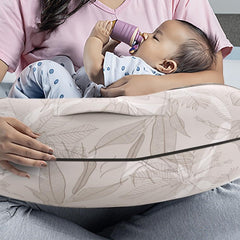 Feeding Pillow For New Born Baby, 5 In 1 Multipurpose Use, Nursing Pillow, Light Brown | Belt & Hoop For Breastfeeding With Cotton Removable Cover | Stay-Put Support For Every Position