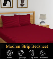 1 Double Bedsheet With 2 Matching Pillow Cover - 90 X 90 Inches, Maroon | Comfort Fabric Bedsheet Home, Hotel & Guest House