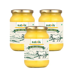 100% Natural A2 Gir Cow Ghee By Satvik Pure Ghee | Healthy & Delicious Nutrients Lab Certified Desi Ghee Good For Overall Health | 3 Litr (1 Litr * 3) 101.4 Ounce | Jar Pack