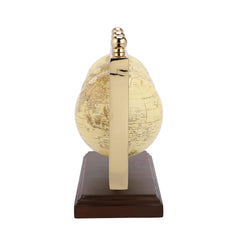 Triple Horizontal Globe, Decorative Globes With Stand, Accessories For Table, Desk Showpiece | Globes For Office, Shelves, Gifting, Home Decor (Gold / Hm Wood) Pack Of 1