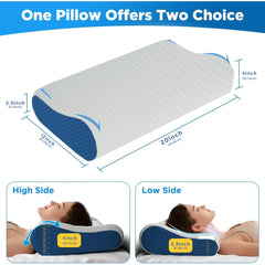 Premium Orthopedic Cool Gel Memory Foam Pillow For Neck Pain Relief, Model - Contour | For Head & Shoulder Pain Relief, Use For Head, Back, Neck | Comfortable Pillow - Pack Of 1