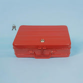 Aluminium Cash Box With Lock For Jewellery Storage And Organizing Ideal For Wardrobe, Desktop - Locker Safe Peti Metal Container 12" (12" L X 8.5" W X 4" H), Colour - Red