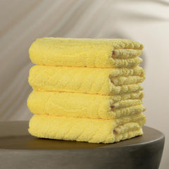 Musa Banana Face Towels 400 Gsm | Terry Face Towel With Free Bag | Super Soft & Ultra Absorbent Towels For Facewash (Golden Sunshine)- Set Of 4