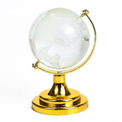 Feng Shui Crystal Globe With Golden Stand, Diwali Gift For Positive Energy & Focus | Vastu Globe Showpiece For Home, Office Desk, Study Table & Work Decor, Spiritual Decoration, Pack Of 1