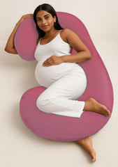C Shape Pregnancy Pillows For Sleeping, Maternity Support, Soft Pillow, Pink | Multipurpose Pillow For Back, Hips, Legs, Belly Support With Removable Washable Velvet Cover, Full Body Support
