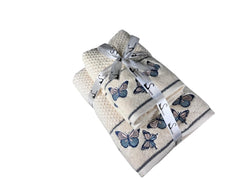Senses By Riba All Cotton 550 Gsm Embroidered Bath Towel Set - Pack Of 4 (Style 12)