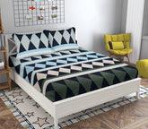 1 Glace Cotton Double Bedsheet With 2 Pillow Cover - 90 X 100 Inches, Multicolor | Super Soft Breathable & Wrinkle Free