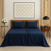 Microfiber Bedsheets For Single Plain Navy Blue Solid Bed Sheet Include Pillow Cover, Ultra Soft | Size 60 X 90 Inches Bedsheet - Traditional Single Bedsheet Comfort