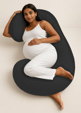 C Shape Pregnancy Pillows For Sleeping, Maternity Support, Soft Pillow, Grey | Multipurpose Pillow For Back, Hips, Legs, Belly Support With Removable Washable Velvet Cover, Full-Body Support