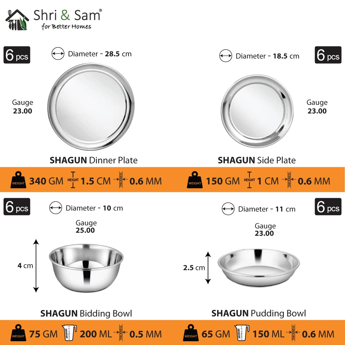 Stainless Steel Shagun Solid Dinner Set Of 51 Pcs, Silver | Easy To Clean - Dishwasher Safe Stainless Steel Shagun Solid Dinner Set Of 51 Pcs, Silver | Easy To Clean - Dishwasher Safe