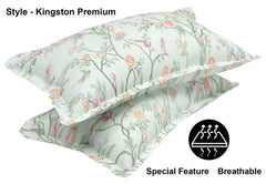Super King Size Double Bedsheets With 2 King Size Pillow Covers - 108 X 108 Inches, White Green | Luxury Soft Sheet, Lightweight & Breathable Bedsheet