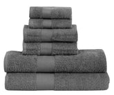 Fash Home International Micro Twist 2 Bath +2 Hand + 2 Face Towel 1200 Gsm | Pack Of 6 (Charcoal Grey)