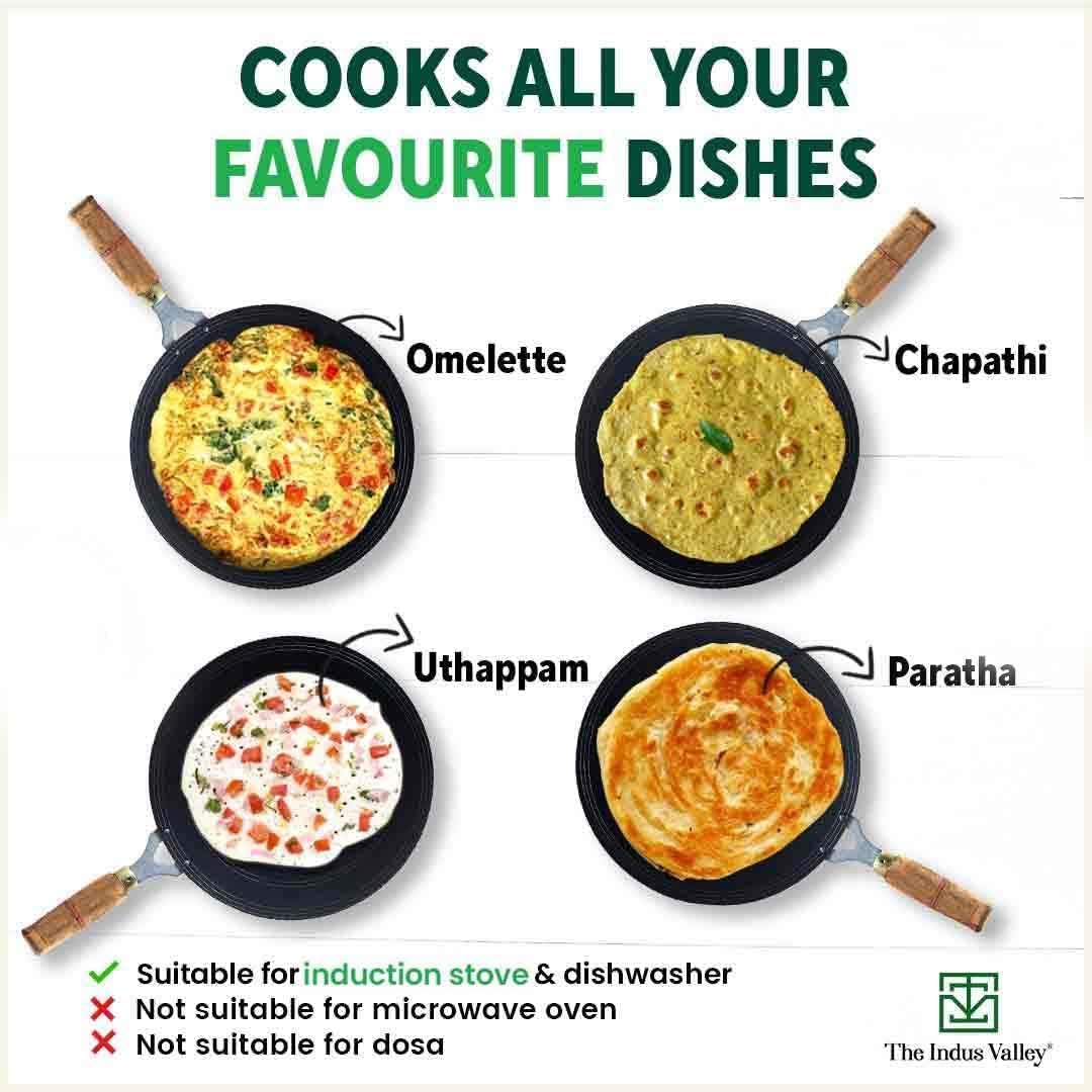 Pre-Seasoned Iron Cookware Set + Free Fry Pan | Fry Pan 24.5 Cm, 1.5 Liters + Wok 25.4 Cm, 2.2 Liters + Tawa 26 Cm - Kitchen Cooking Combo Pots & Pans Set Of 3 Pcs | Naturally Nonstick Pre-Seasoned Iron Cookware Set + Free Fry Pan | Fry Pan 24.5 Cm, 1.5 Liters + Wok 25.4 Cm, 2.2 Liters + Tawa 26 Cm - Kitchen Cooking Combo Pots & Pans Set Of 3 Pcs | Naturally Nonstick