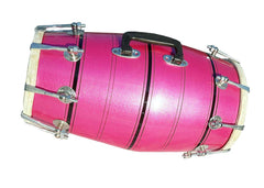 Wooden Musical Dholak Instrument Drum Nuts & Bolt - Pink | Perfectly Symmetric Round Dholak - Dholak For Festival, Wedding, Satsang | Very Easy To Tune