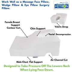 Face Down Pillow For Sleeping, Lying Face Down For Massage Post Surgery, White | Reduce Pressure & Corrects Spine Position | | Flat Side For Men & Cut Designed Side For Women, Washable Pillow