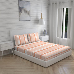 100% Cotton King Size Double Bedsheet Set With 2 Pillow Covers - 101 X 108 Inches, Peach | Good For Villas, Resorts, Guest Houses, & Daily Home Use