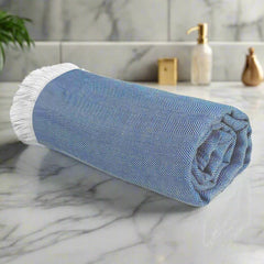 Heelium 100% Bamboo Bath Towel 400 Gsm | Ultra Soft & Lightweight Highly Absorbent & Fast Drying Turkish Bath Towel (Pack Of 1)- Navy Blue