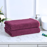 Black Gold The Finer Touch Premium Microfiber Bath Towels 800 Gsm | Lightweight Ultra-Soft Fade Resistant (Purple) - 2 Pcs
