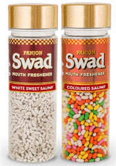 Panjon Swad White Sweet Saunf & Coloured Saunf Mouth Freshener 300gm, (150gm *2 Bottles)