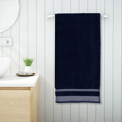 Spaces 100% Cotton Large 600 Gsm Dobby Solid Bath Towel (Midnight Blue)