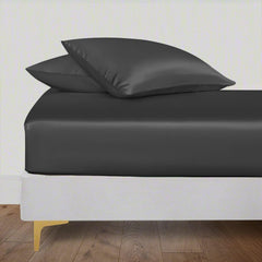 Elastic Fitted King Size Bedsheet With 2 Pillow Cover - 72 X 78 Inches, Charcoal Grey | 400 Thread Count Silky Soft | Naturally Soft, Breathable, & Skin-Friendly