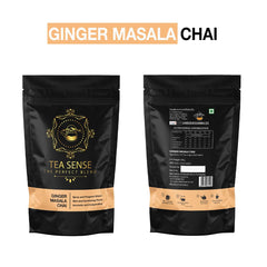 Tea Sense Ginger Masala Chai - 200gm, 7.05 Ounce | Assam CTC, Dried Ginger, Black Pepper - Aromatic & Strong Flavor Chai Patti, High Caffeine | Spicy & Healthy Blend