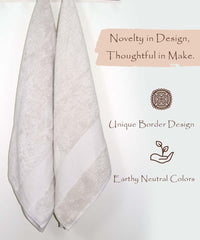 Rangoli Soft Absorbent Durable Towels Earthly Egyption Cotton Plush Luxurious Large Size Bath Towel 1000 Gsm (White)- Pack Of 2