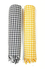 Bombay Dyeing Rimzim 100% Cotton Printed Soft & Slick Quick Drying Bath Towels 500 Gsm (Yellow & Black) - 2 Pcs